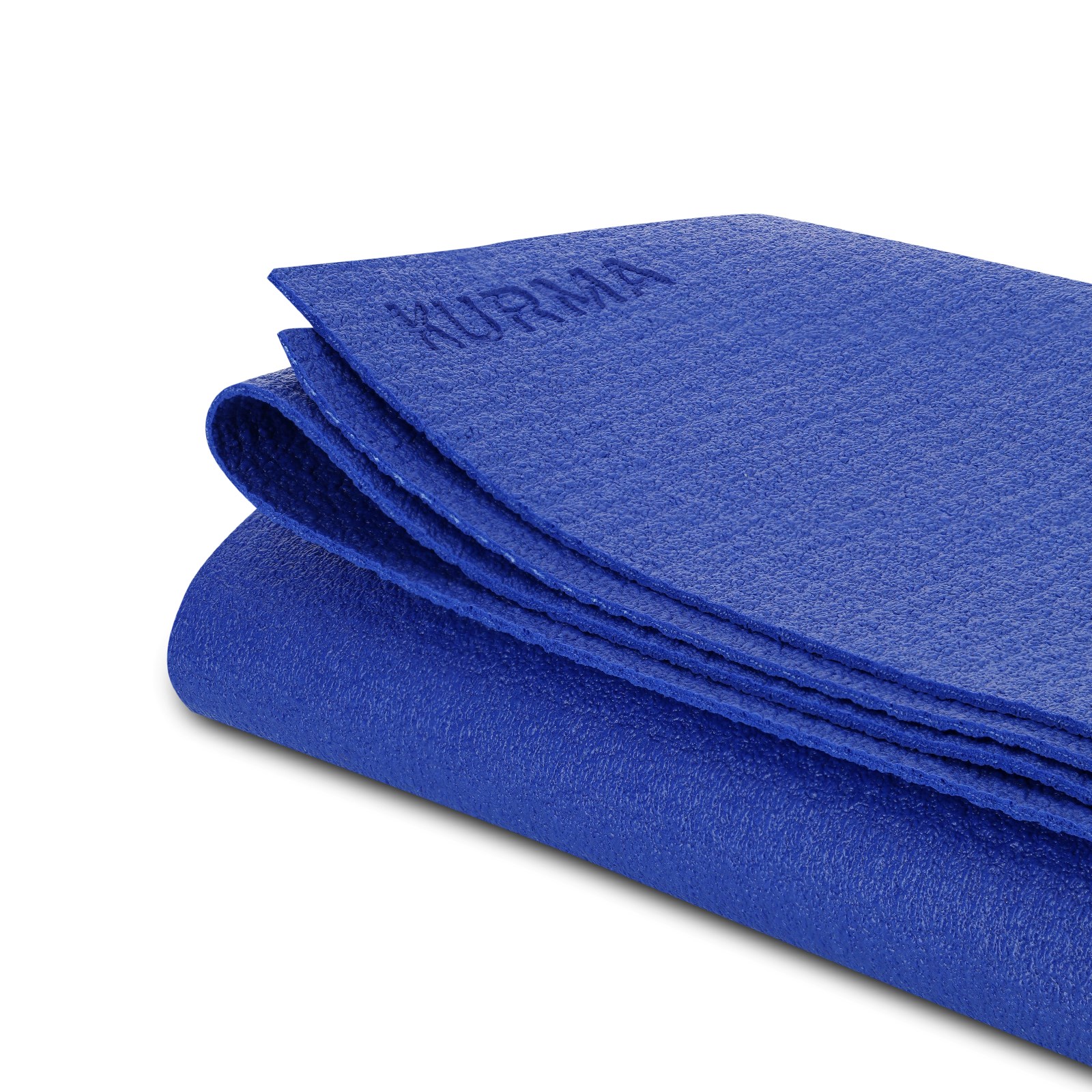 Kurma_yoga_Fold-N-Flow_Spectrum Blue_folded_embossed logo