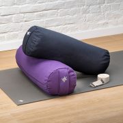 Kurma Yoga restorative set bolsters dark blue and moonrise with strap