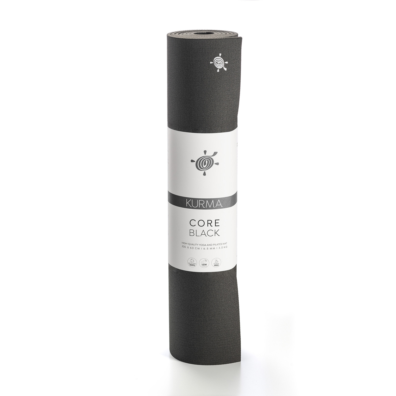 Kurma core black yoga mat breedtes 60 x 200 cm staand