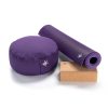 kurma yoga blok, rond meditatiekussen met geco lite bloom rubber mat