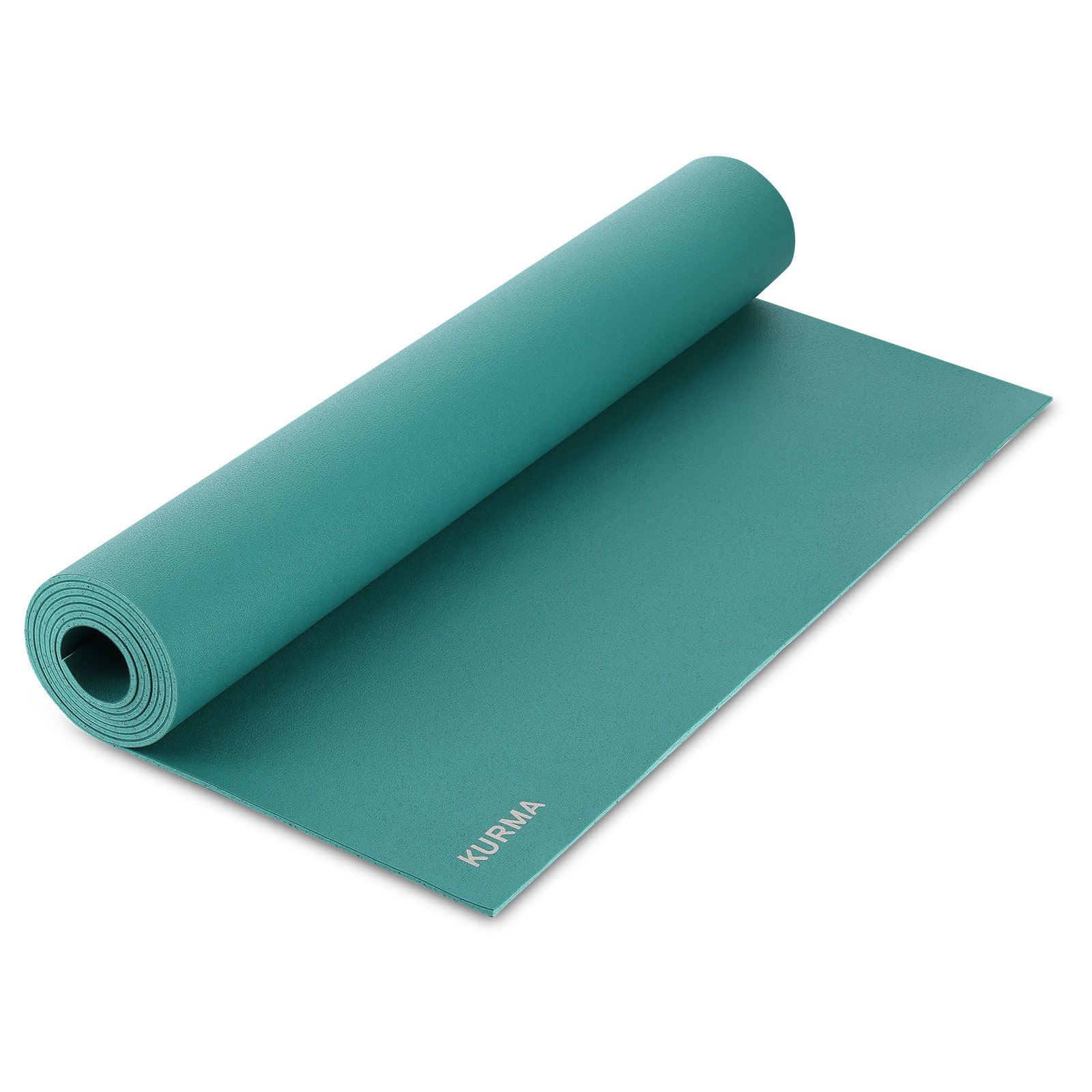kurma_yoga_mat_geco-lite_lagoon_rolled_new-logo_bottom-surface
