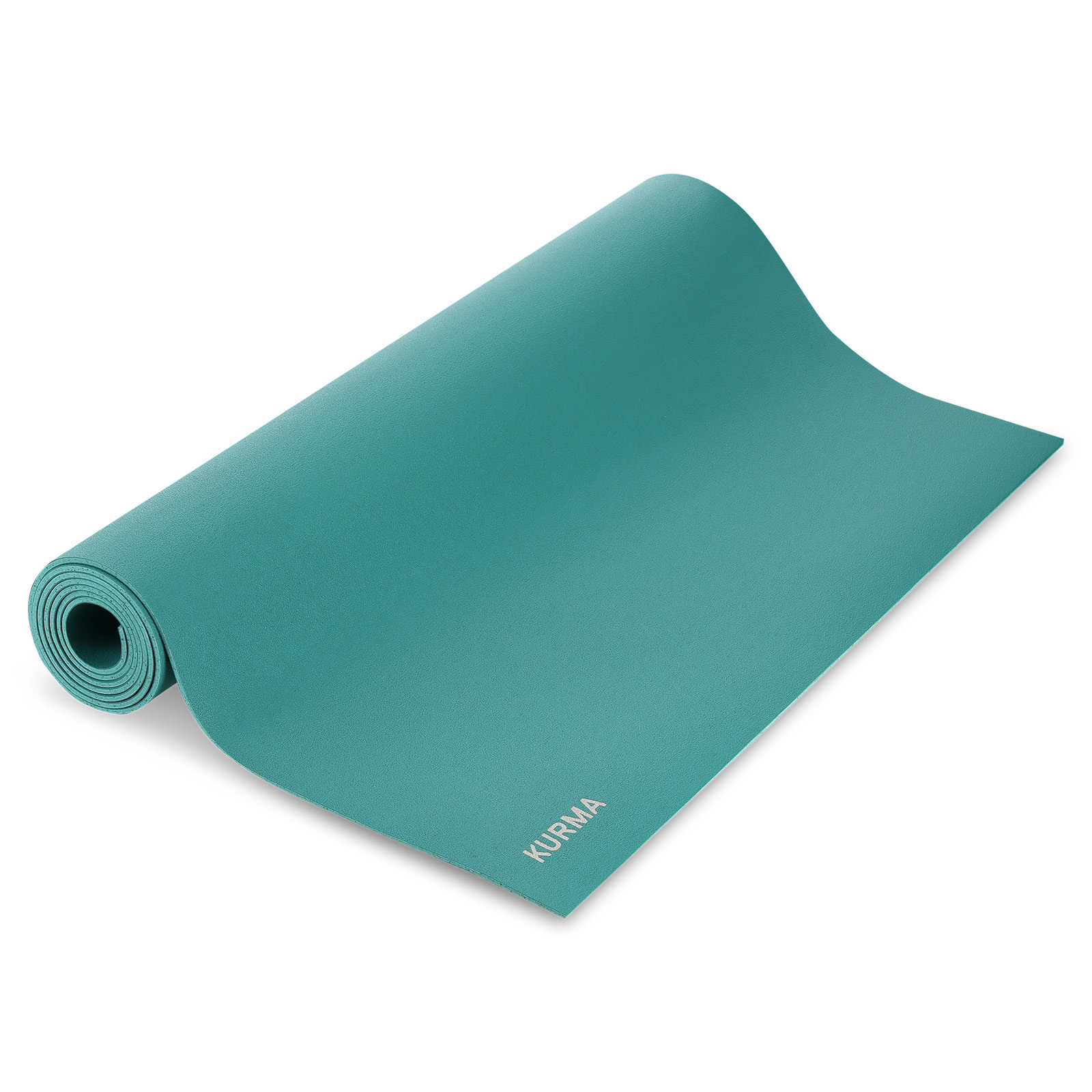 kurma_yoga_mat_geco-lite_lagoon_rolled_new-logo_top-surface