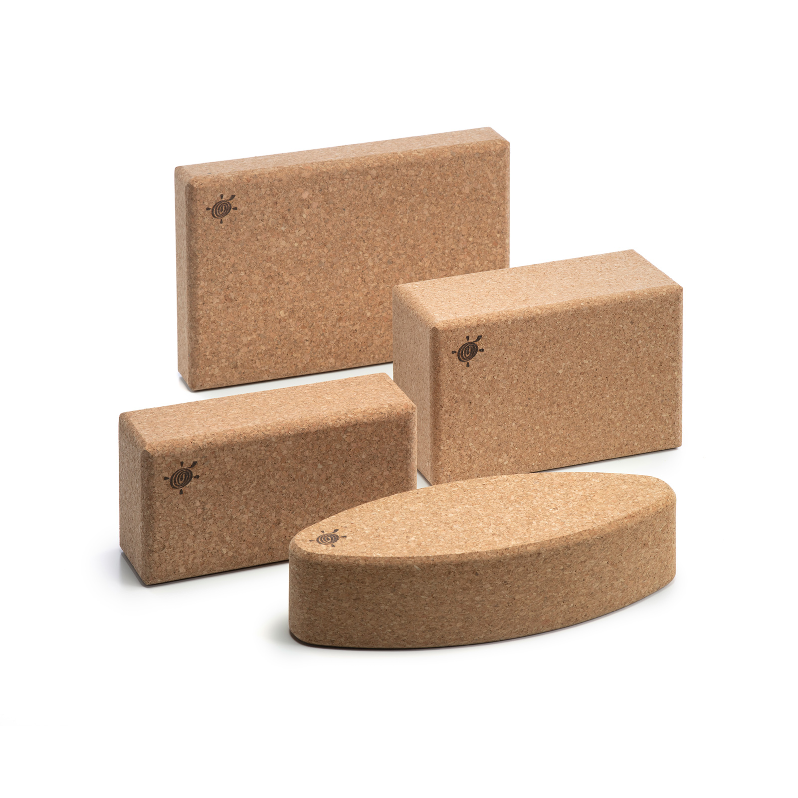 kurma_yoga_cork-blocks_brick-plank-egg_2_LR Kurma Yoga cork blocks group shot