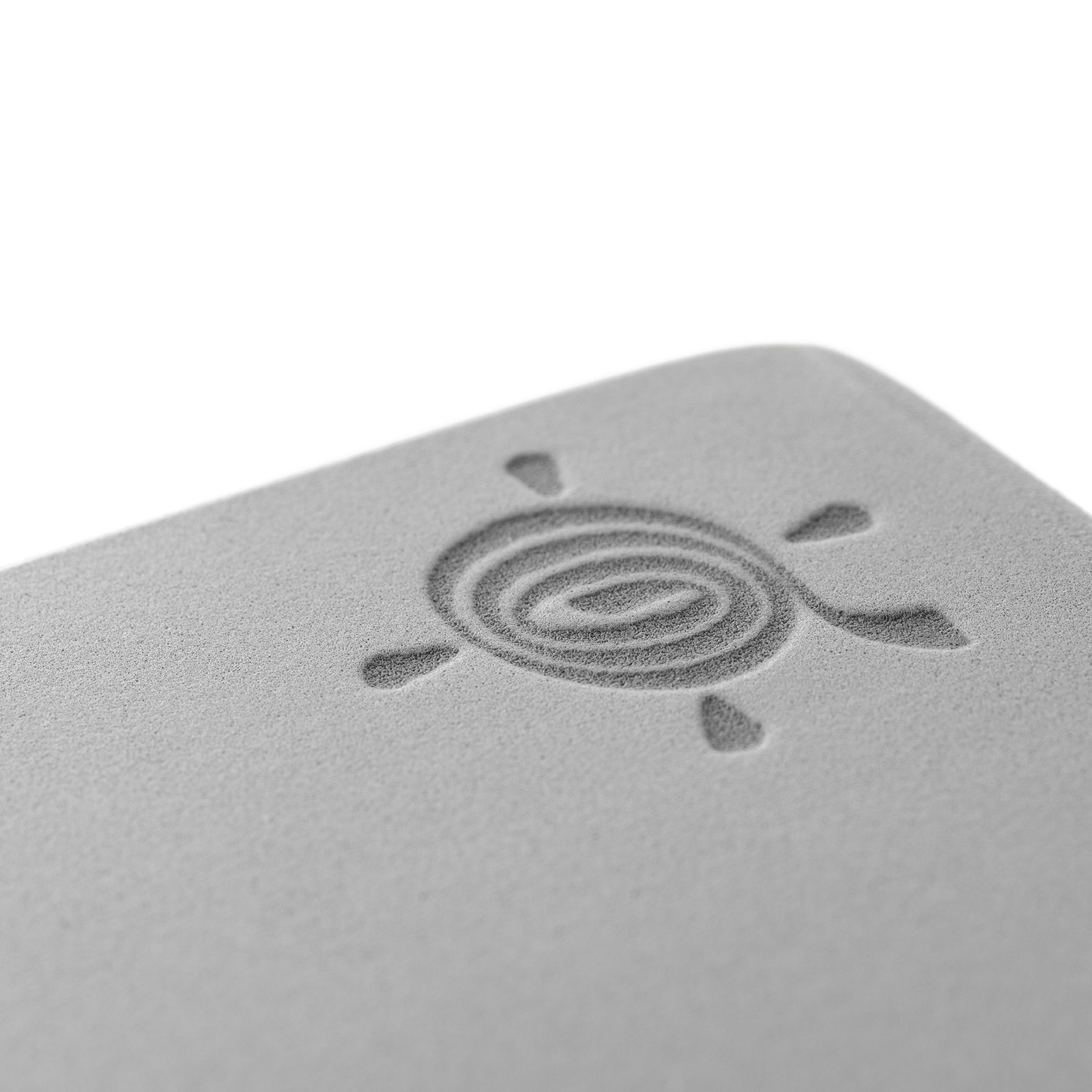 kurma_yoga_foam_brick_grey_detail_LR kurma yoga foam brick grey laser etched logo